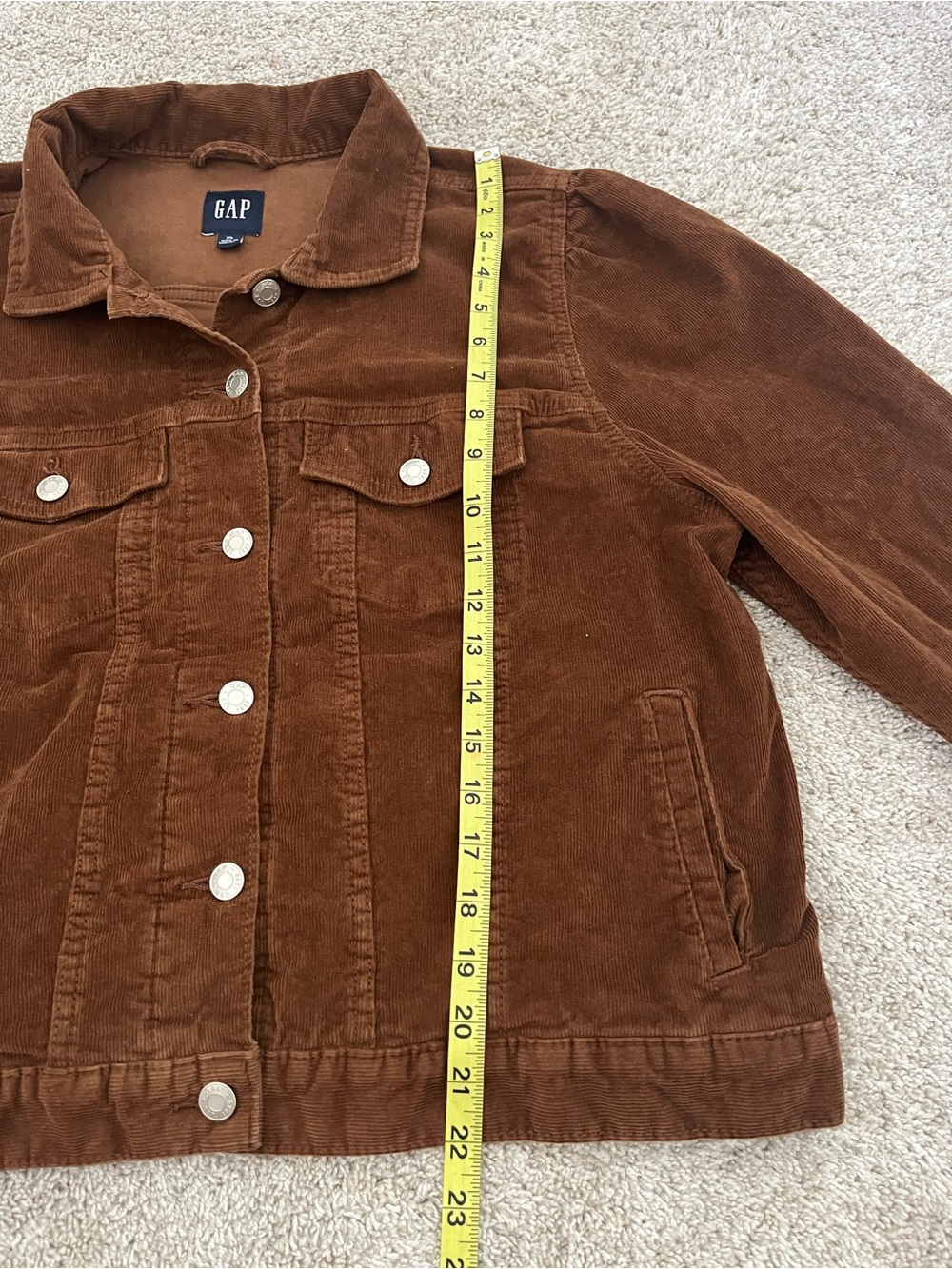 Gap Women's Brown Puff Sleeve Icon Corduroy Trucker Jacket Size XL Y2K 90s - Picture 10 of 11